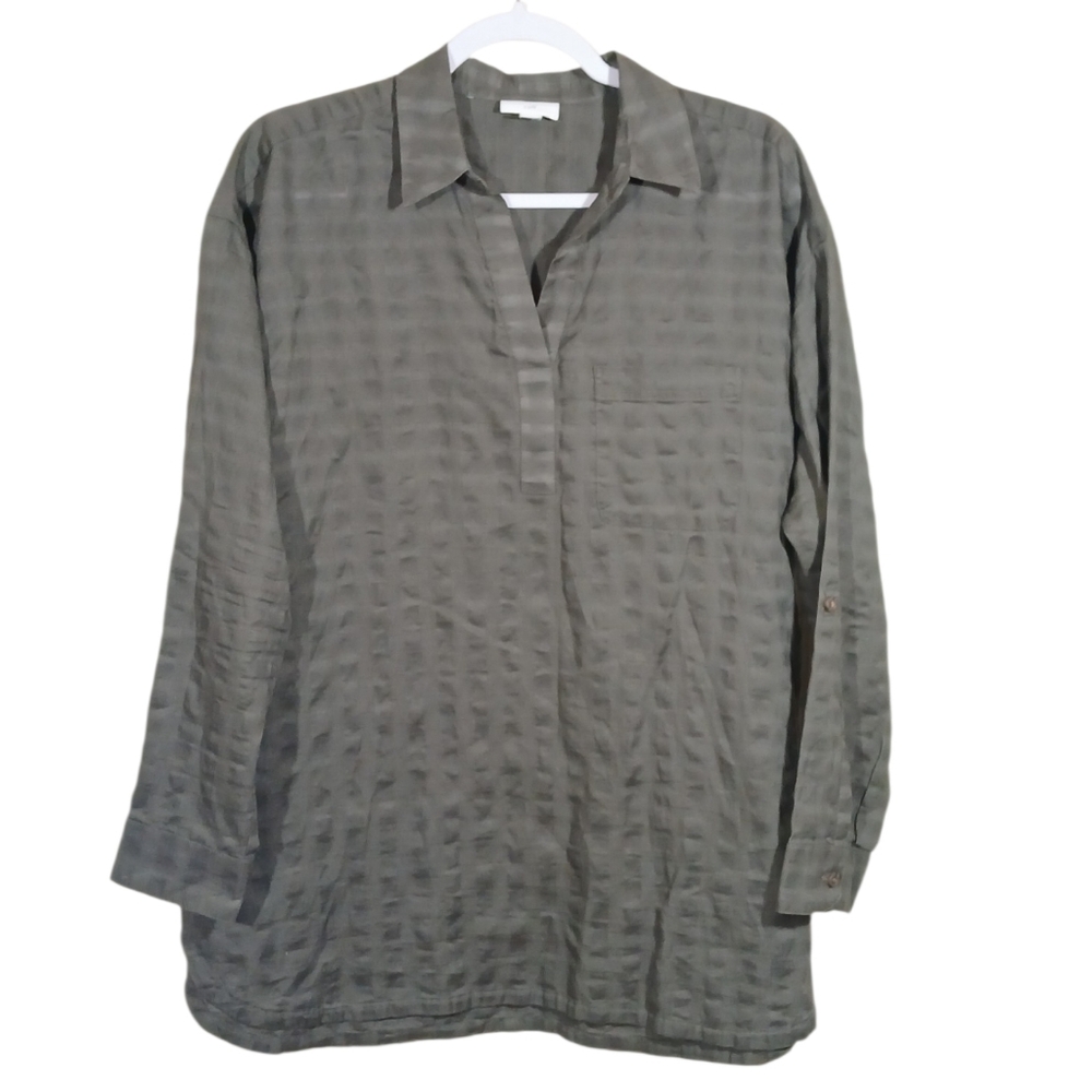 J Jill Collared Long Sleeve Cotton Tunic Medium